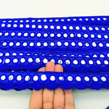 Royal Blue Fringe Trim With Mirrors, Boho, Bohemian Trim